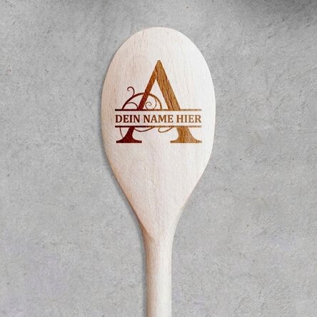 Personalisierter Holzlöffel mit Monogramm und Namen
