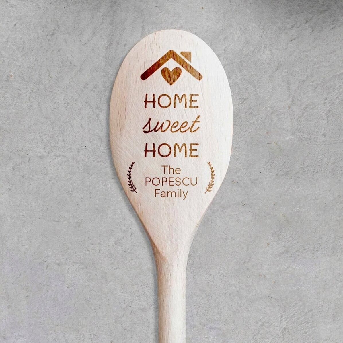 Personalisierter Holzlöffel mit Text – Home