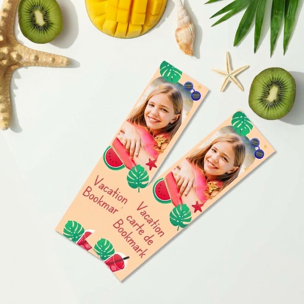 Personalisiertes Lesezeichen mit Foto und Text – Sommerferien