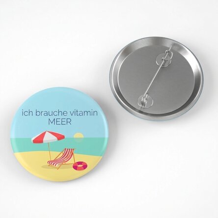 Personalisiertes Button mit Botschaft – Beach time