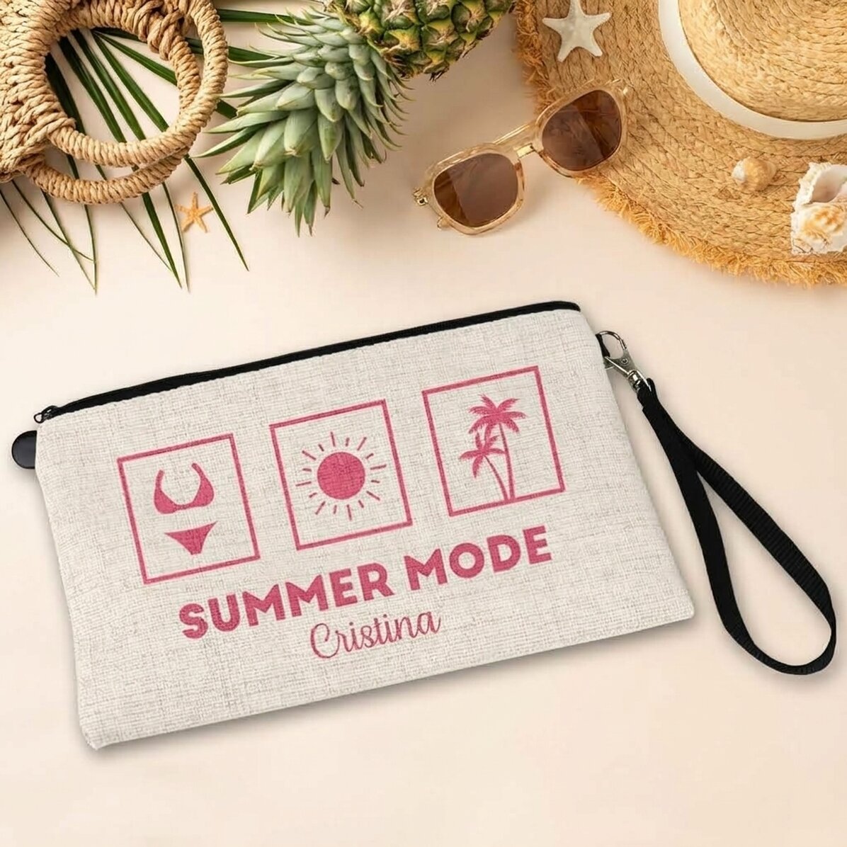 Personalisierte Accessoire-Tasche mit Text – Summer Mode