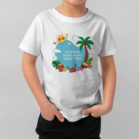 Personalisiertes Baumwoll-T-Shirt für Kinder mit Aufdruck – Sommerferien