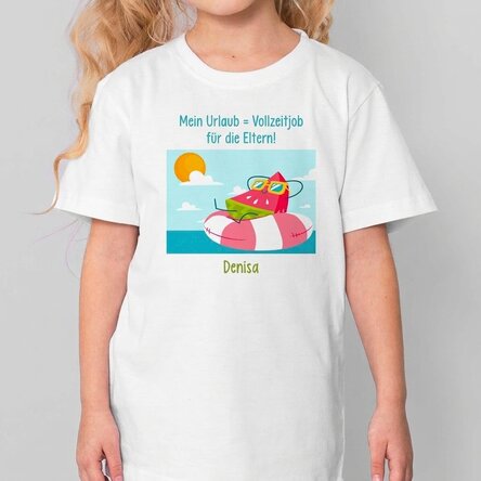 Personalisiertes Baumwoll-T-Shirt für Kinder mit Aufdruck – Urlaub