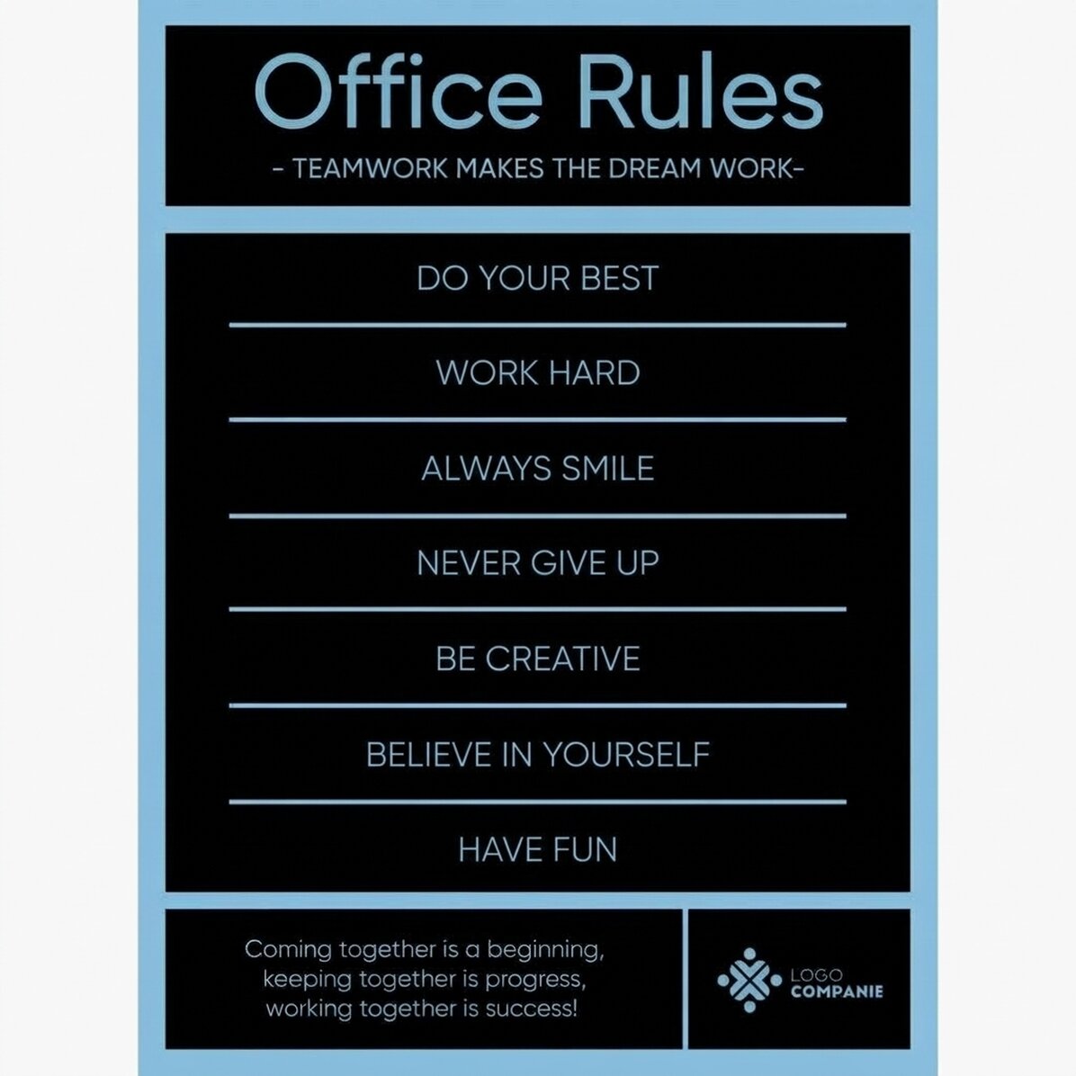 Individuell gestaltetes Poster mit Text und Logo – Office Rules