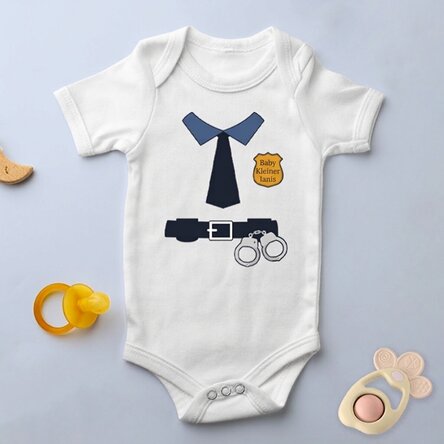 Personalisierter Baby-Body mit Aufdruck – Polizist