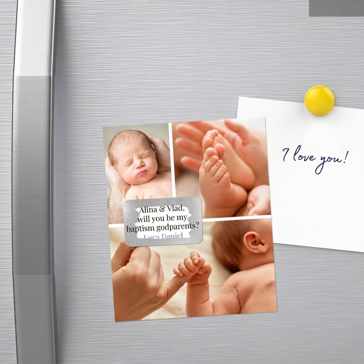 Abkratzbarer Magnet, 10 x 12 cm, individuell gestaltet mit 3 Fotos und einer Botschaft