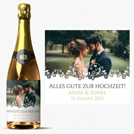 Personalisierter Sekt mit Text und Foto – Casa de piatra!