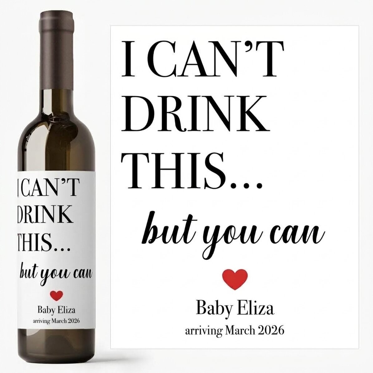 Wein mit persönlichem Namensaufdruck – „I can’t drink“