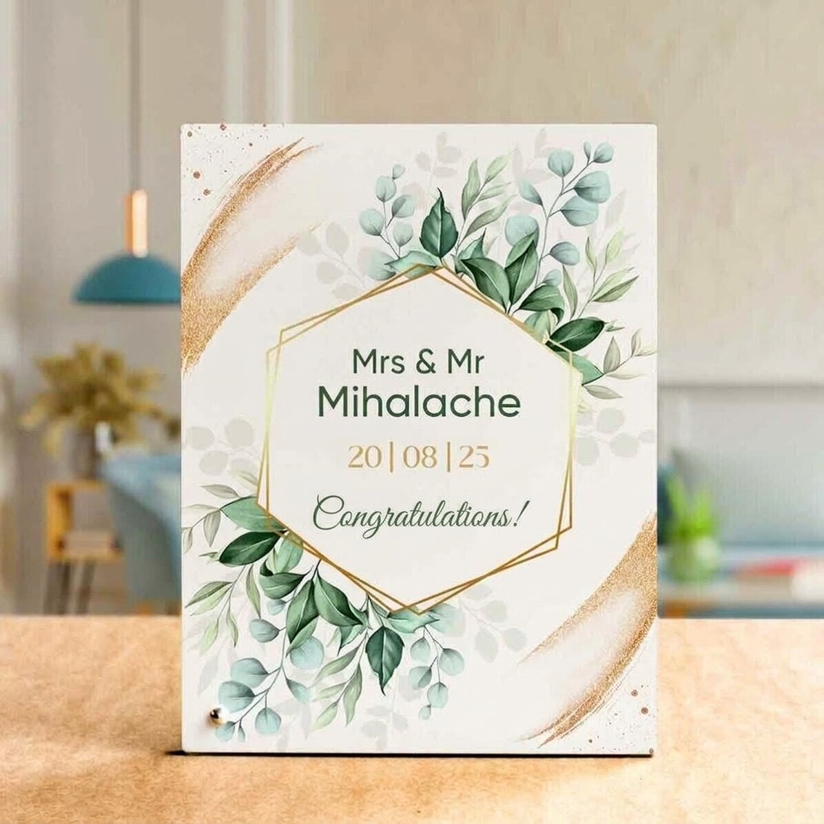 Personalisierter Fotorahmen für den Schreibtisch mit Text – Hochzeit