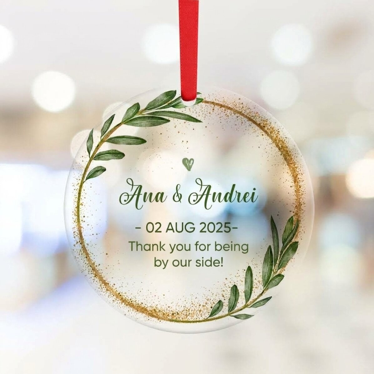Individuell gestaltetes rundes Ornament mit Text – Andenken