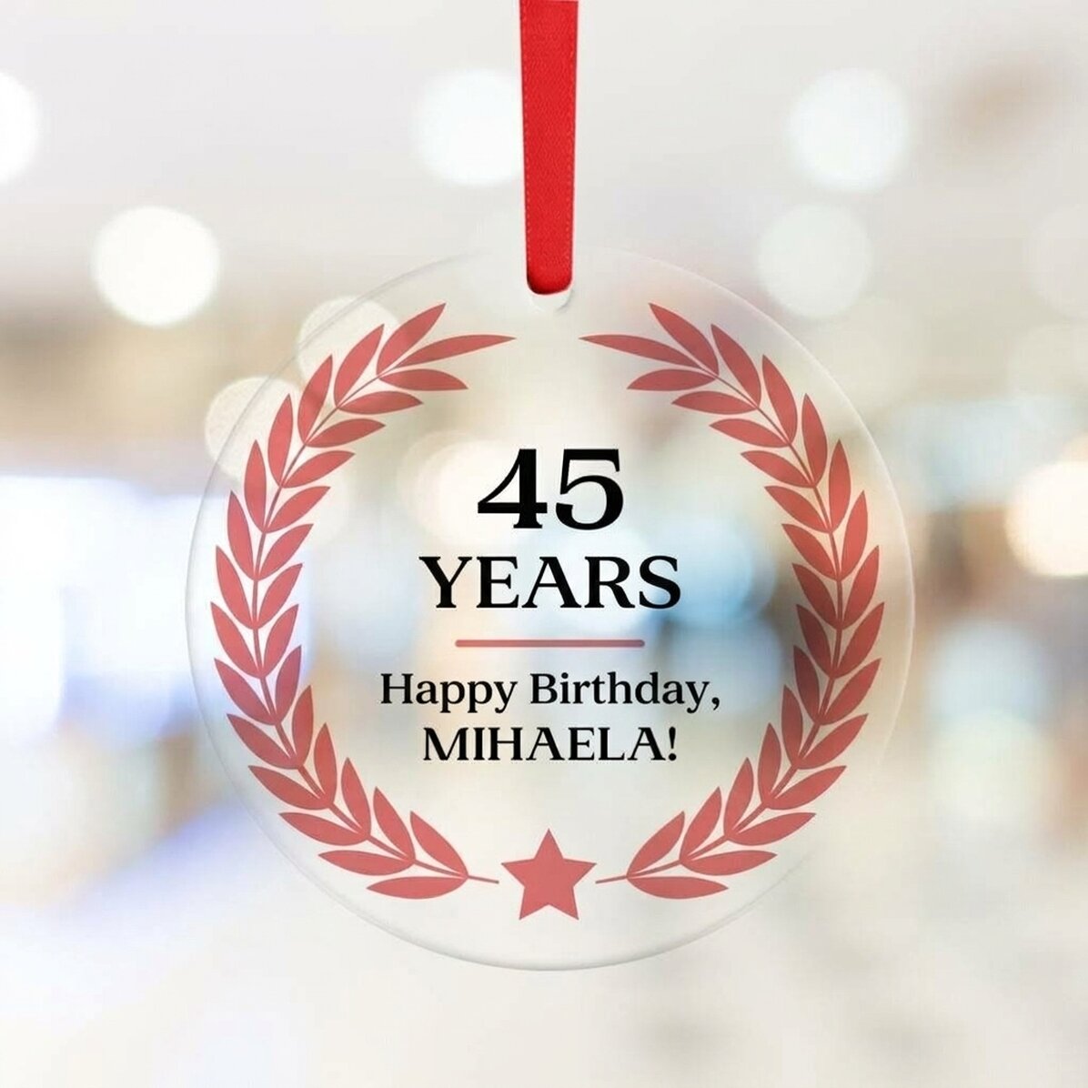 Individuell gestaltete runde Verzierung mit Text – Herzlichen Glückwunsch zum Geburtstag!