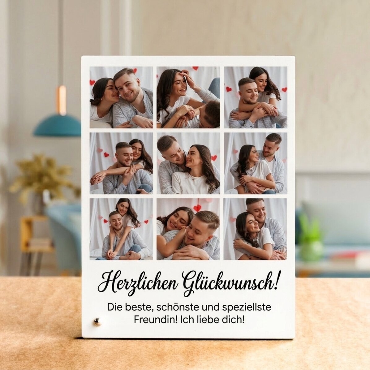 Personalisierter Fotorahmen für den Schreibtisch mit 9 Fotos und Text – Erinnerungen