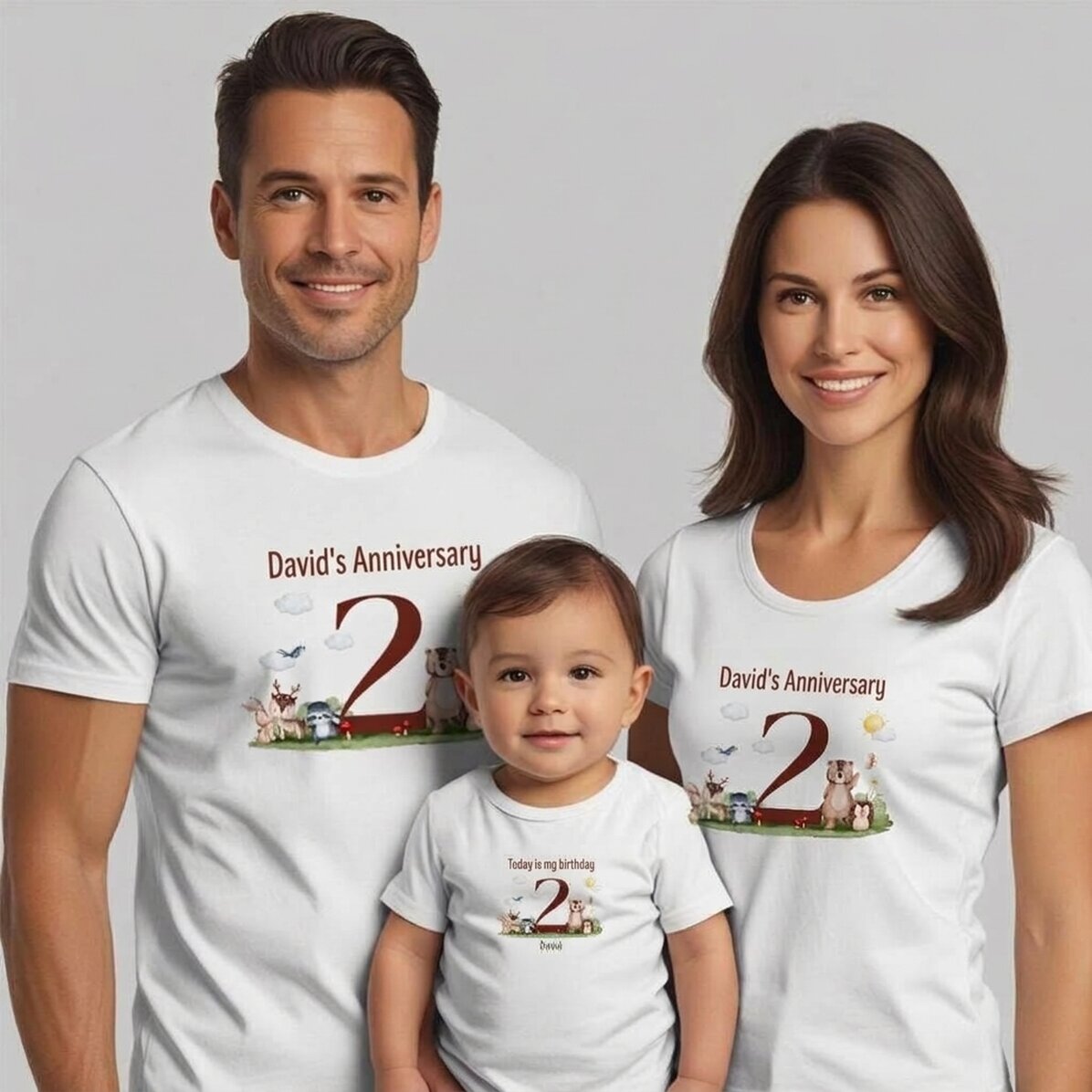 Personalisiertes Baumwoll-T-Shirt für Kinder/Erwachsene – Animals