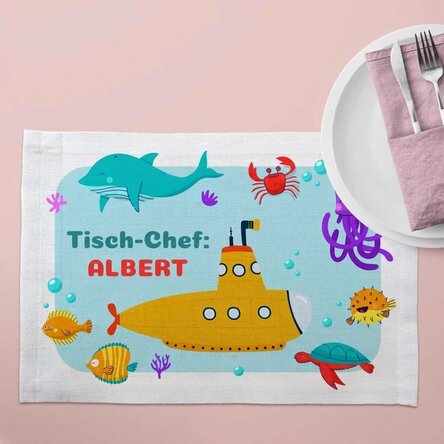 Individuell gestalteter Tellerhalter mit Text – Ocean