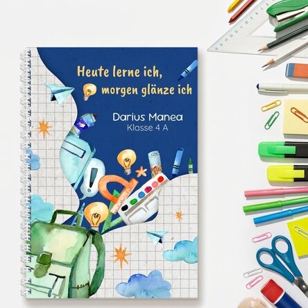 Personalisiertes Notizbuch mit Text – Schulanfang