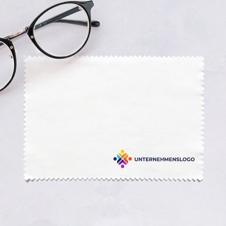 Individuell gestaltetes Reinigungstuch mit Logo auf der rechten Seite zum Reinigen von Bildschirmen/