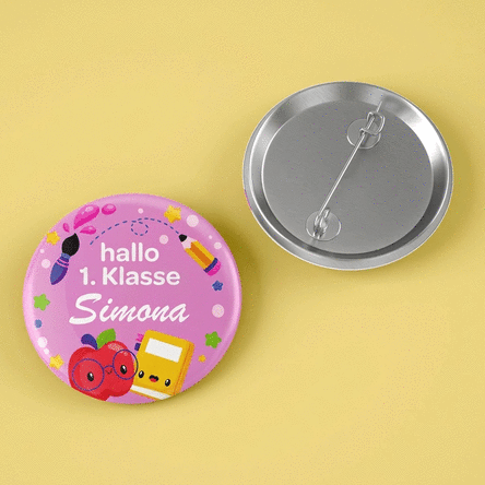Personalisiertes Button mit Namen und Text – Back to School