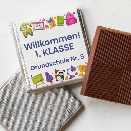 Personalisierte Mini-Schokolade mit Text – Welcome School