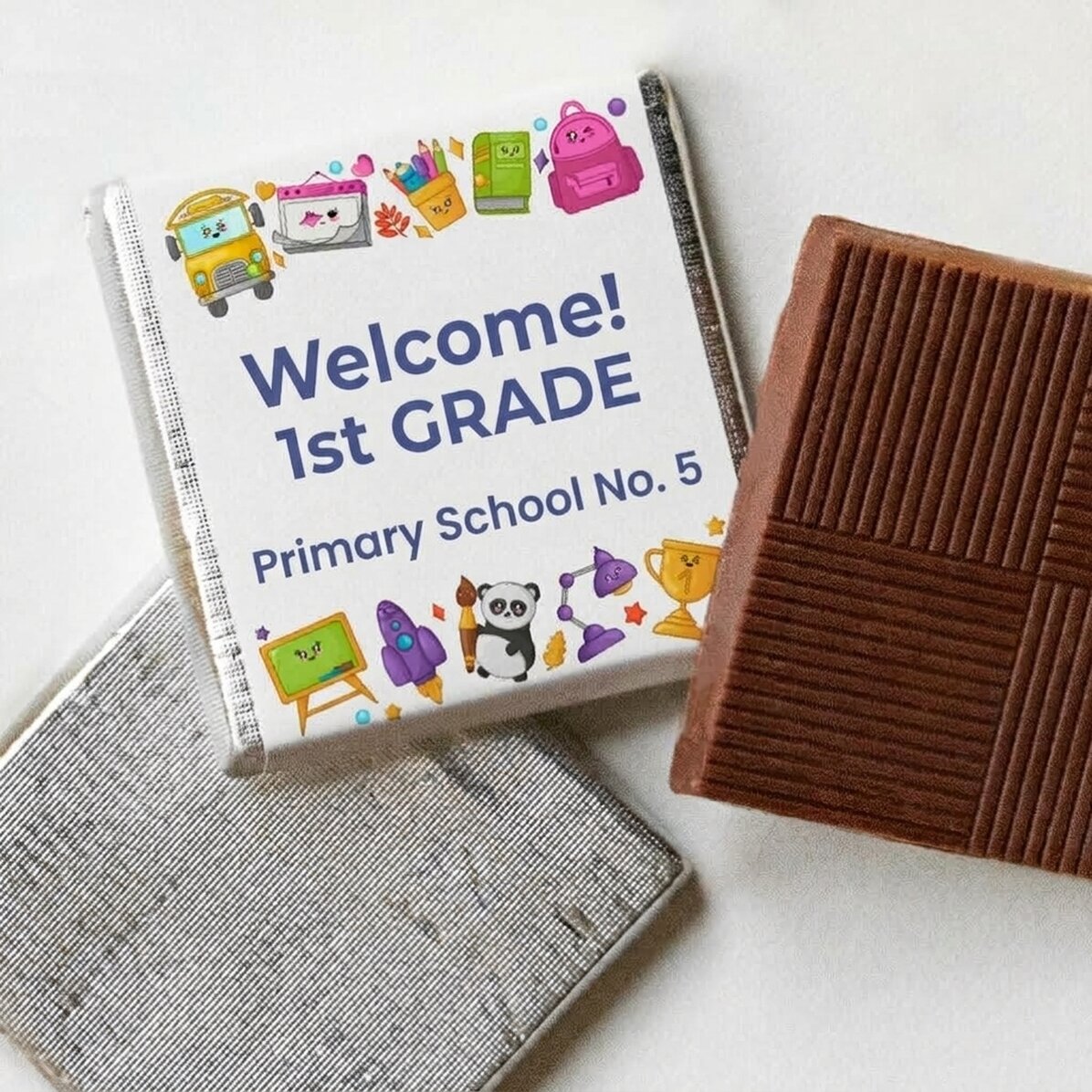 Personalisierte Mini-Schokolade mit Text – Welcome School
