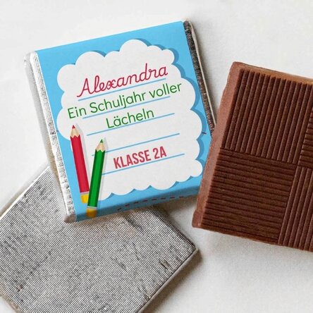 Personalisierte Mini-Schokolade mit Botschaft – Schule