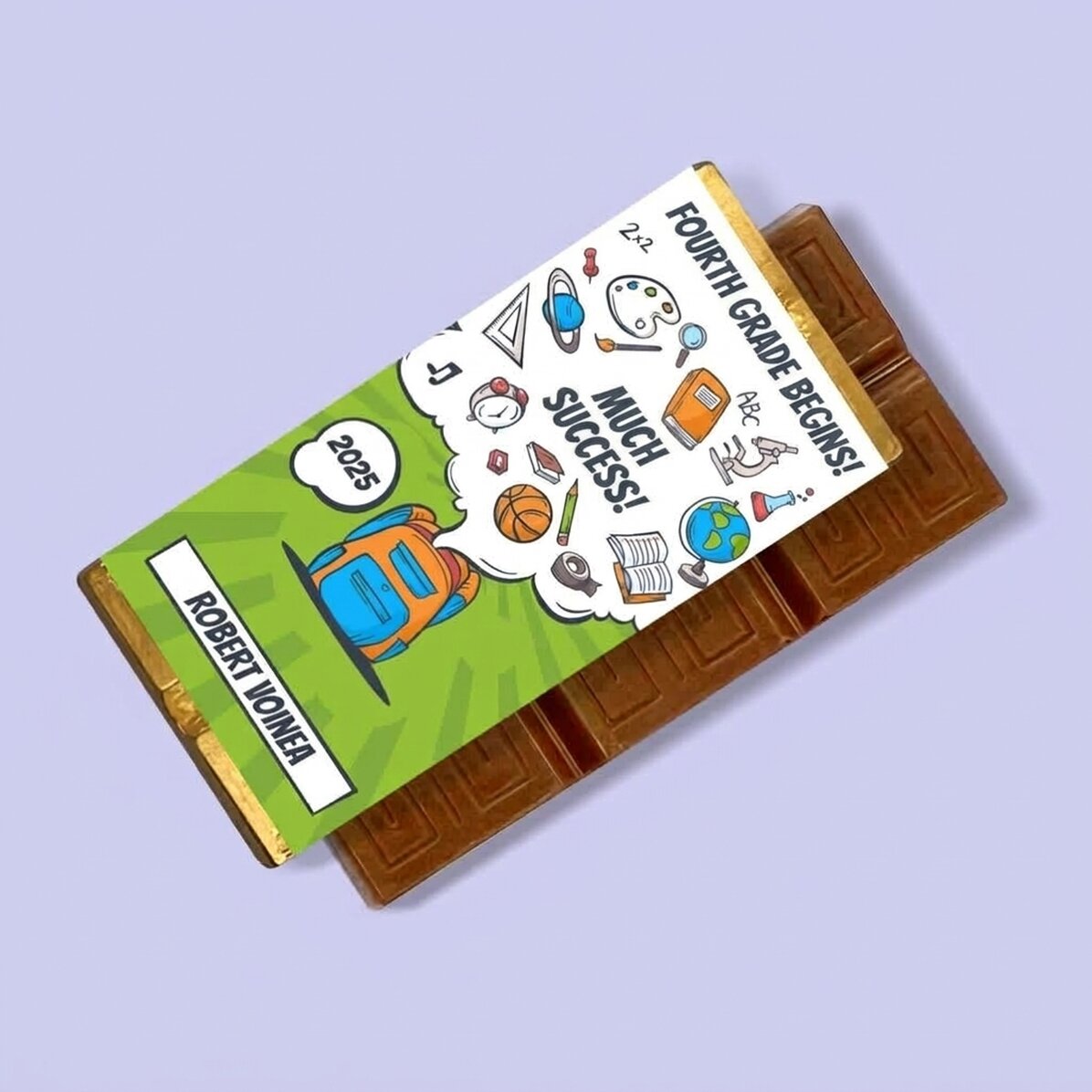 Personalisierte Mini-Schokoladentafel mit Text – Comic-Stil „Schule“