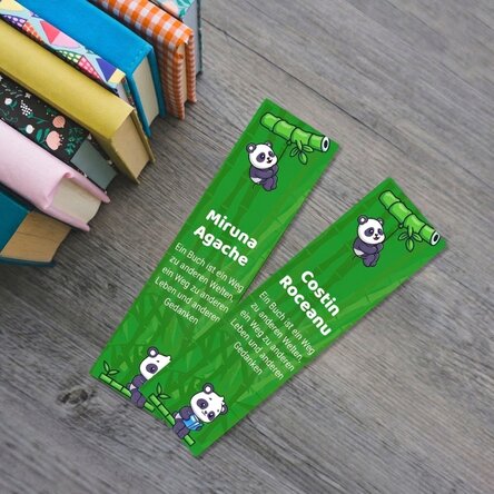 Personalisiertes Lesezeichen mit Text – Cute Panda