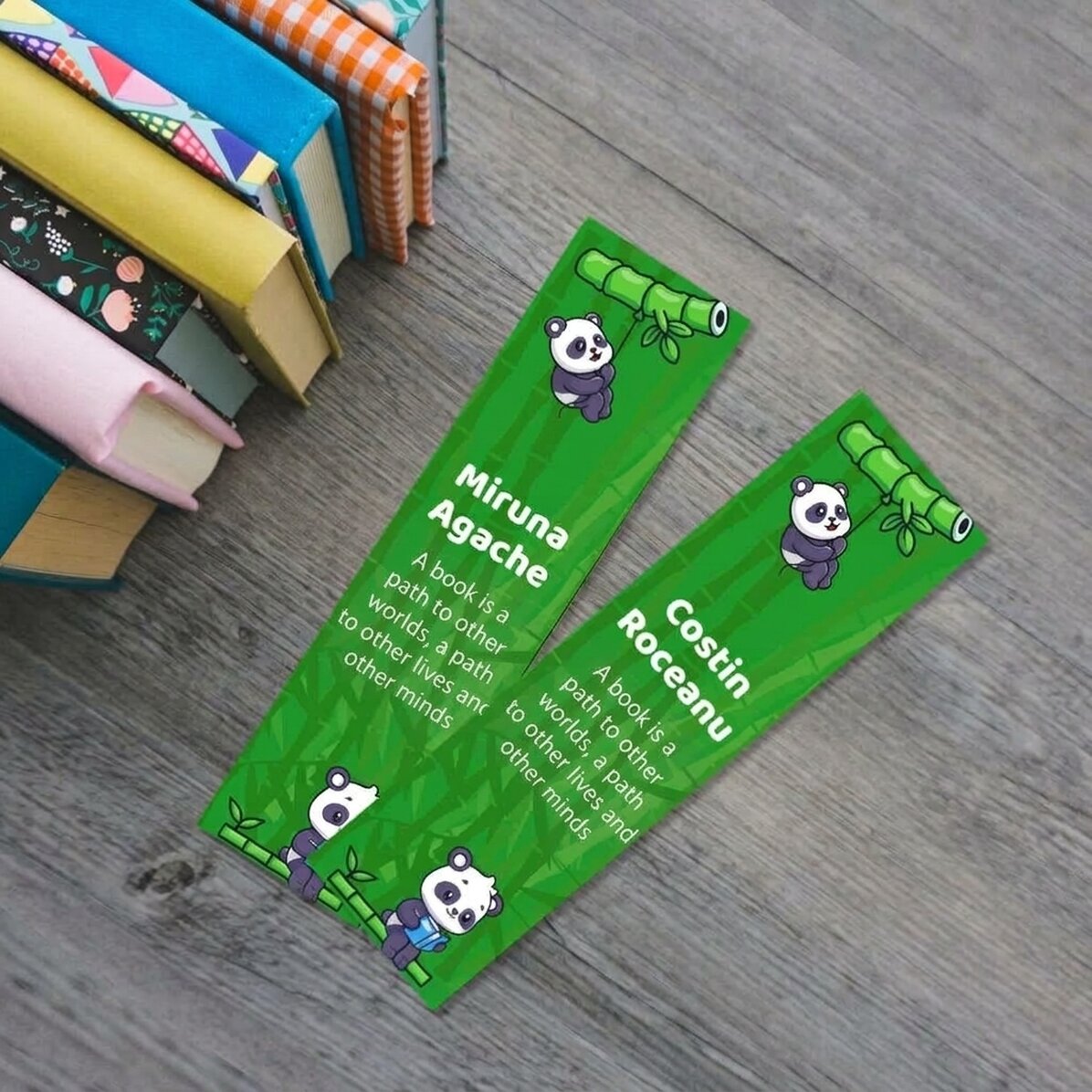 Personalisiertes Lesezeichen mit Text – Cute Panda
