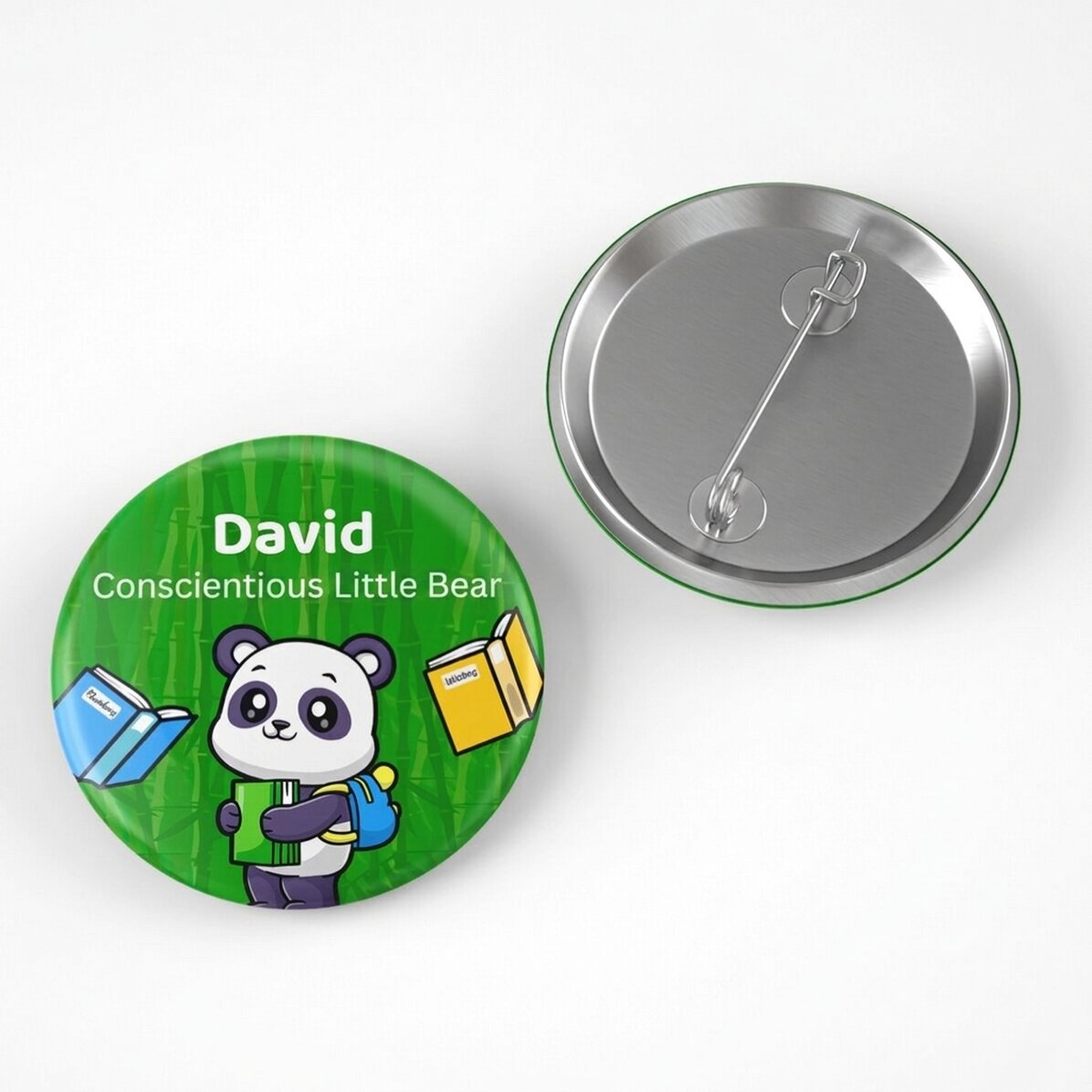 Personalisiertes Abzeichen mit Namen und Text – Cute Panda