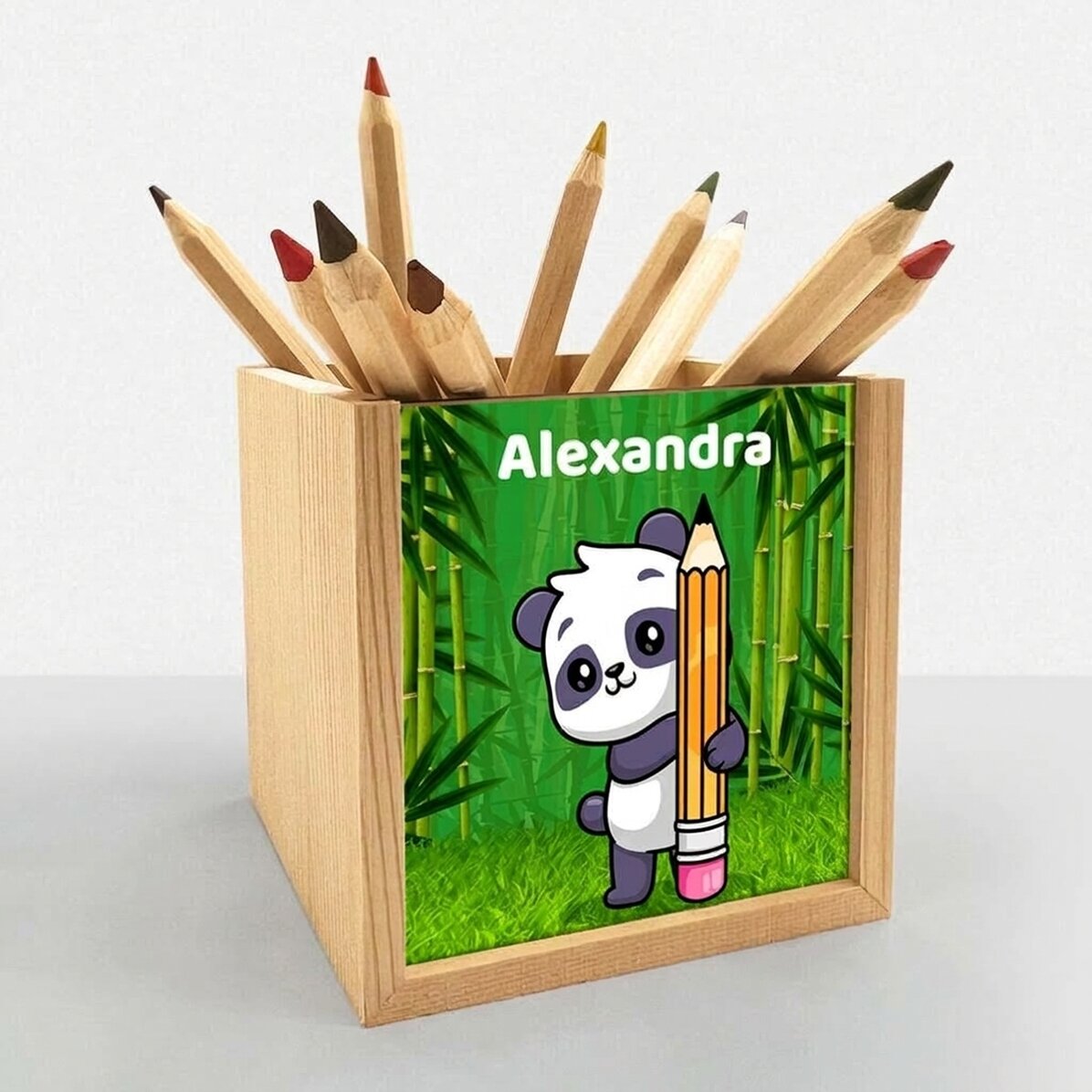 Personalisierter Stifthalter mit Text – Cute Panda