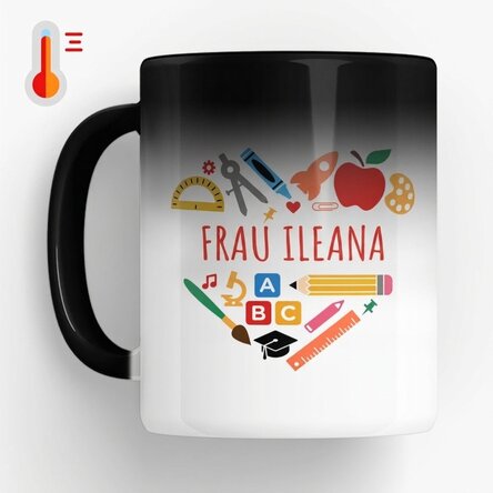 Personalisierte Zaubertasse mit Text für Lehrer – Herz