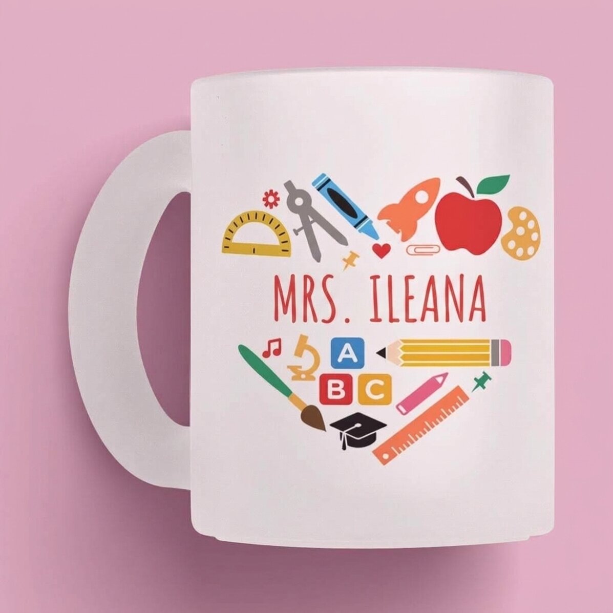 Personalisierte Tasse mit Text für Lehrer – Herz