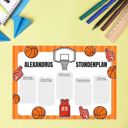 Individueller Spielplan mit Text – Basketball