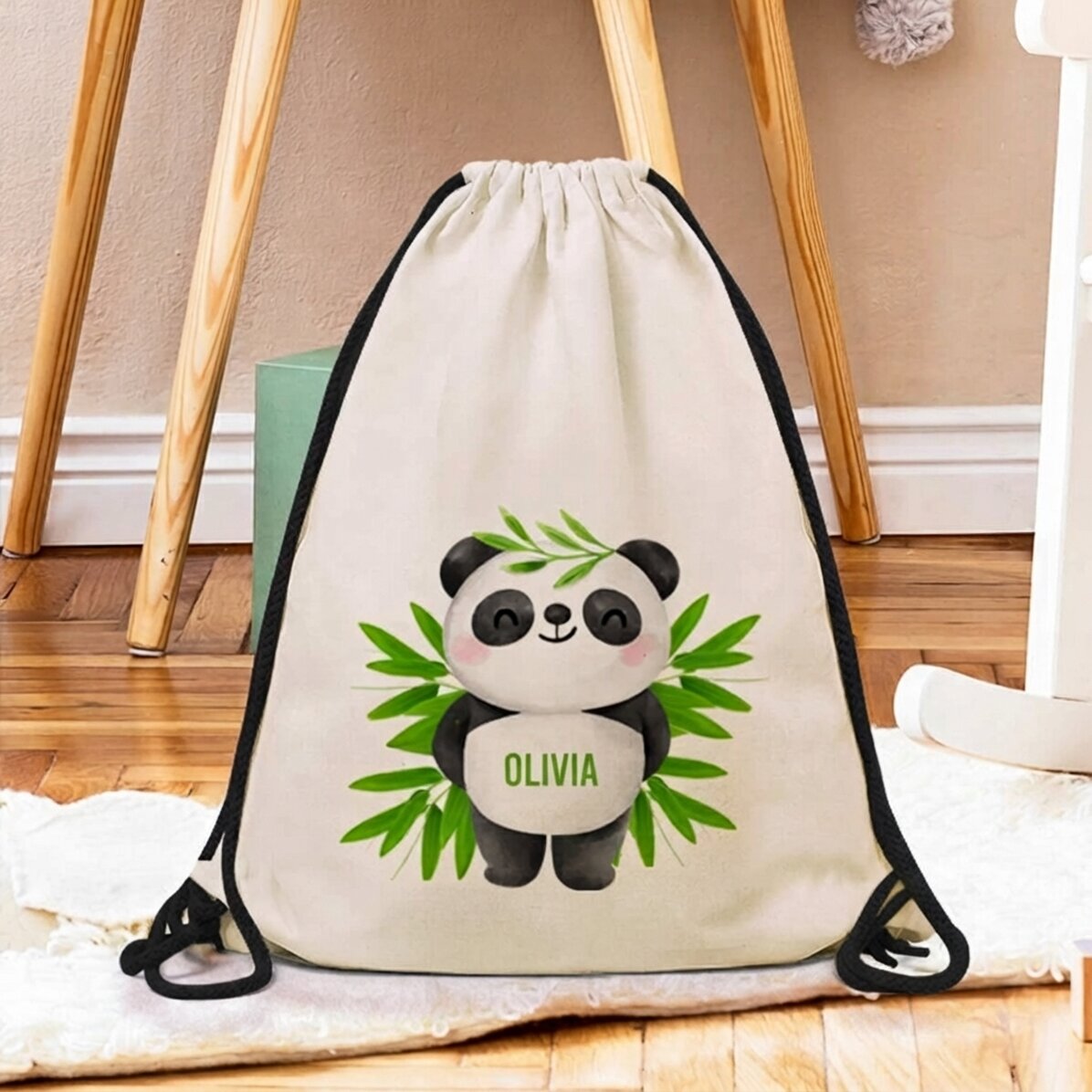 Rucksack mit Namensaufdruck – Cute Panda