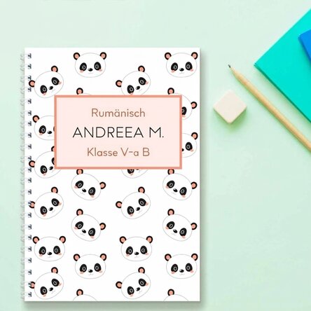 Personalisiertes Notizbuch mit Text – Cute Panda