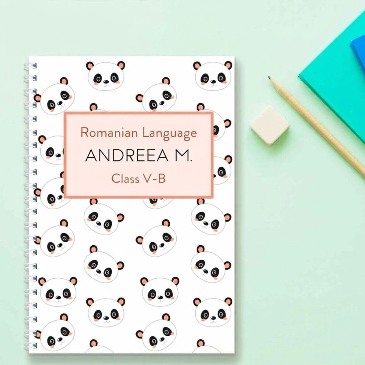Personalisiertes Notizbuch mit Text – Cute Panda