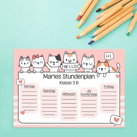 Individuell gestalteter Stundenplan mit Text – Kitty