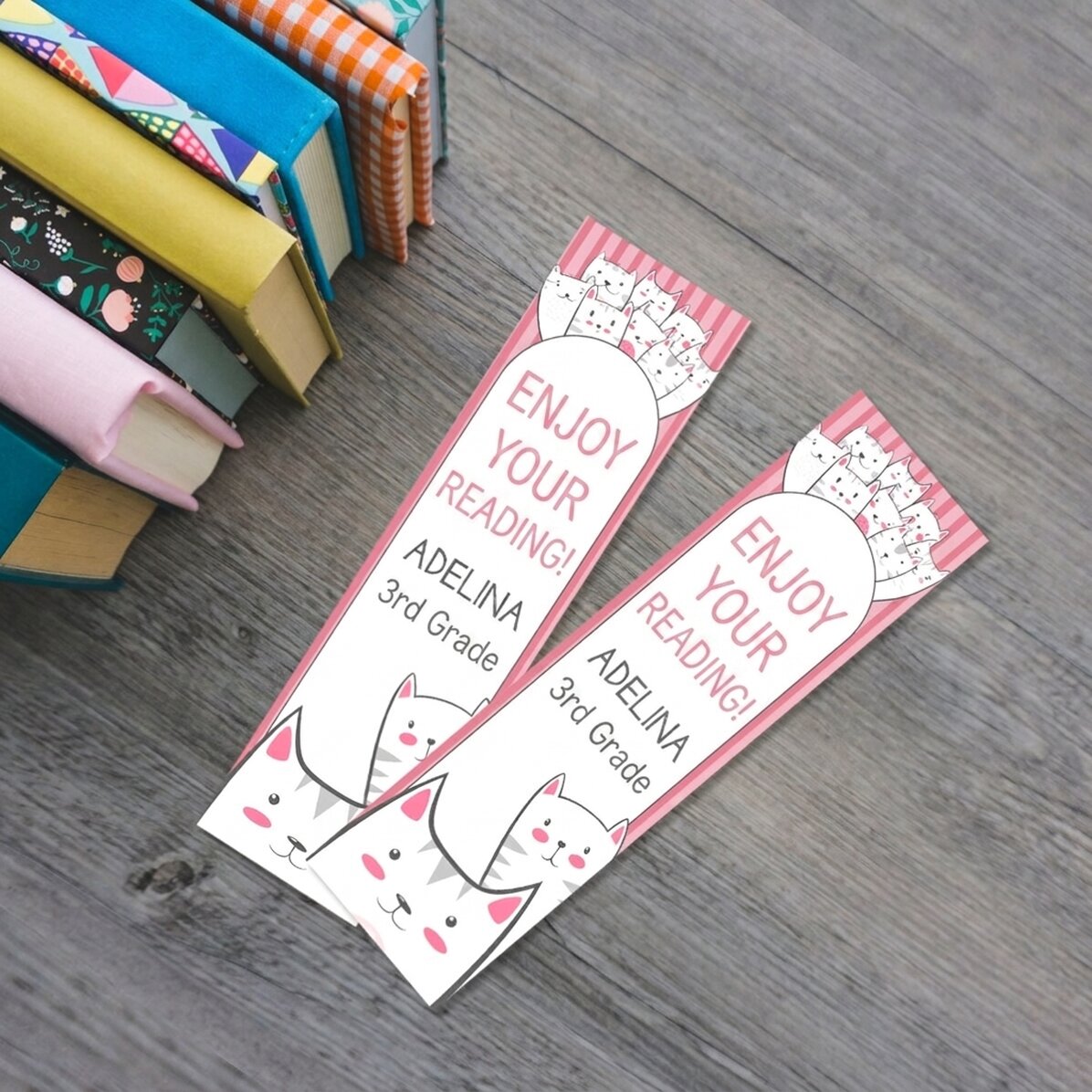 Personalisiertes Lesezeichen mit Text – Kitty