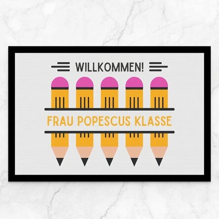 Individuell gestaltete Fußmatte mit Botschaft – Bleistifte