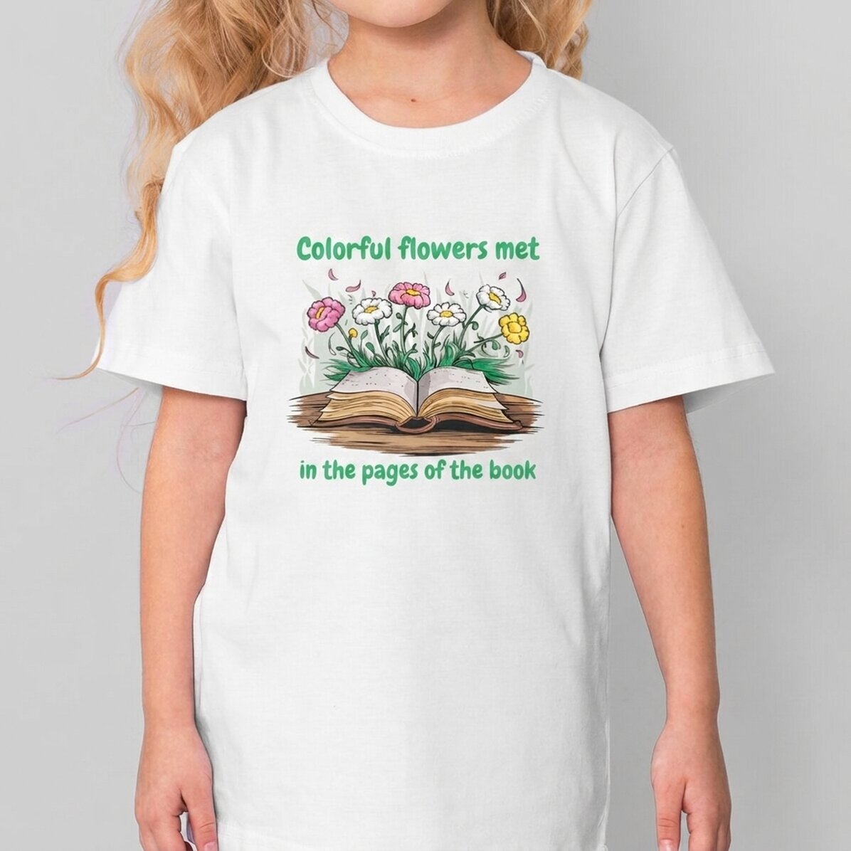 Personalisiertes Baumwoll-T-Shirt für Kinder mit Aufdruck – Bunte Popcorn-Körner