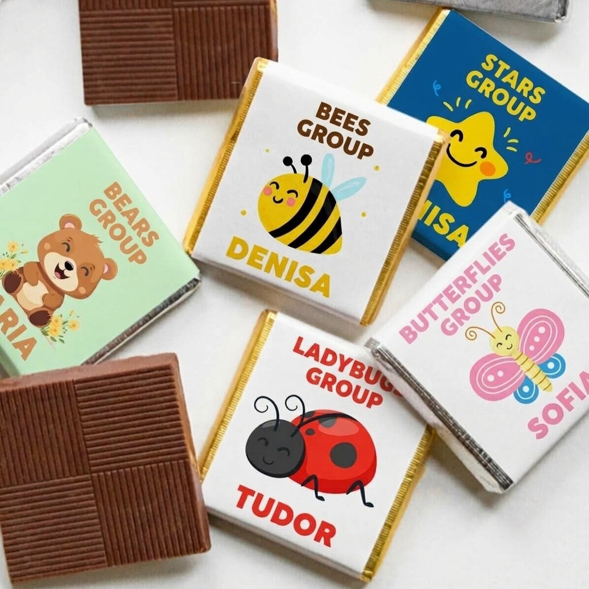 Personalisierte Mini-Schokolade mit Text – Kindergarten