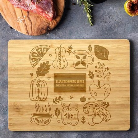 Customised rectangular bamboo chopping board with text - Autumn
