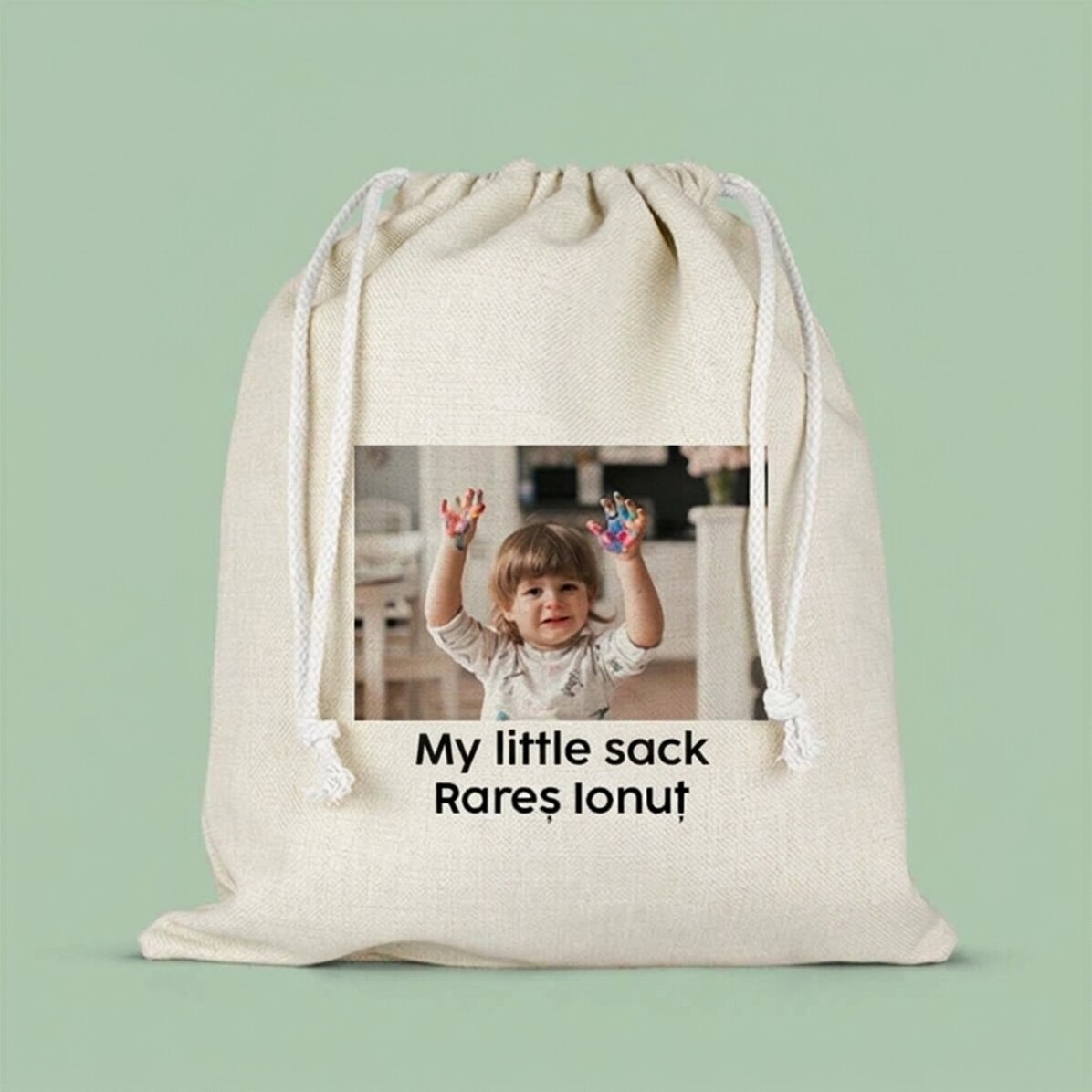 Personalisierte Tasche mit Text und einem Foto