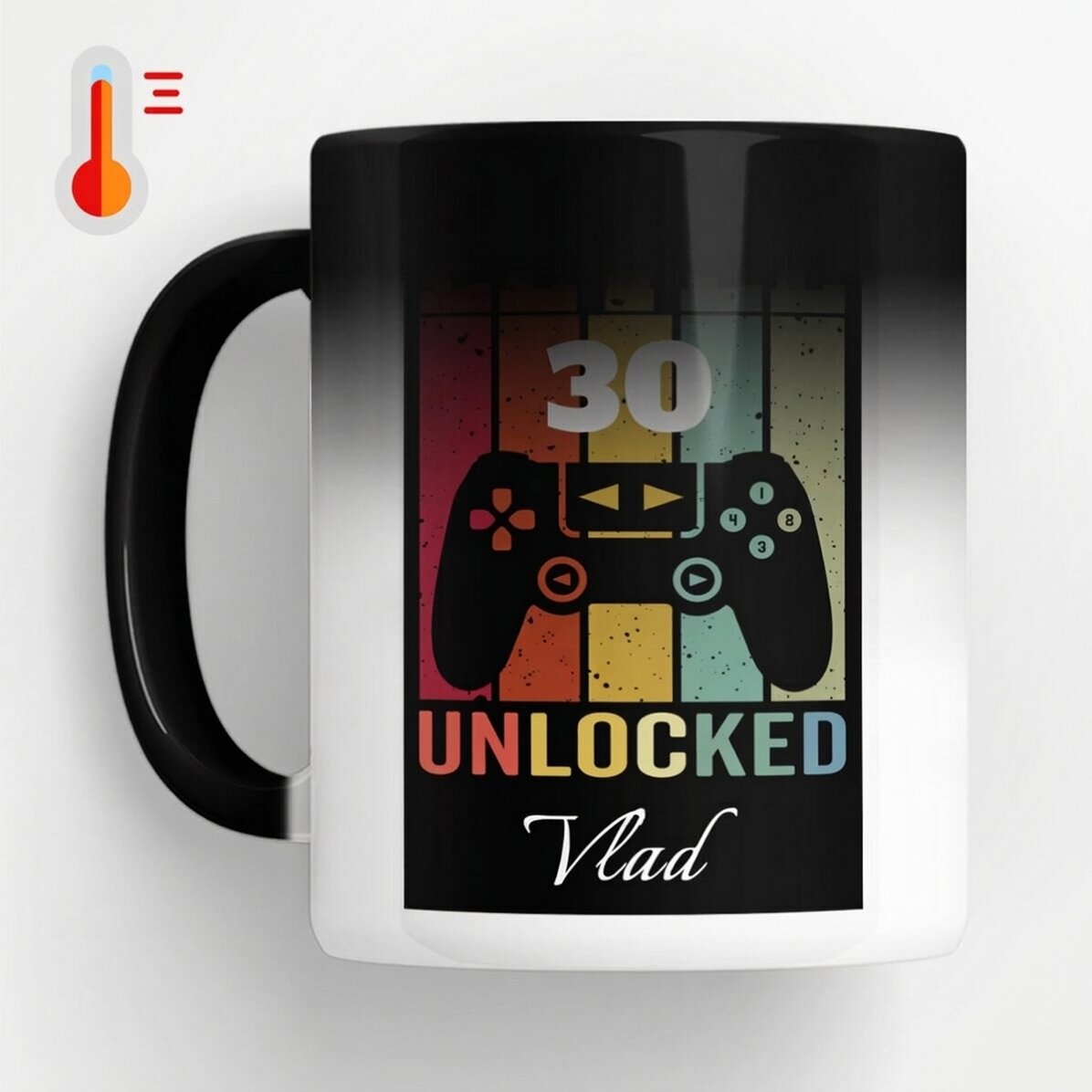 Personalisierter Thermobecher mit Text – Level Unlocked