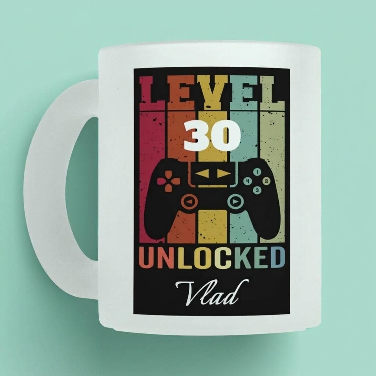 Personalisierte Tasse mit Text – Level freigeschaltet