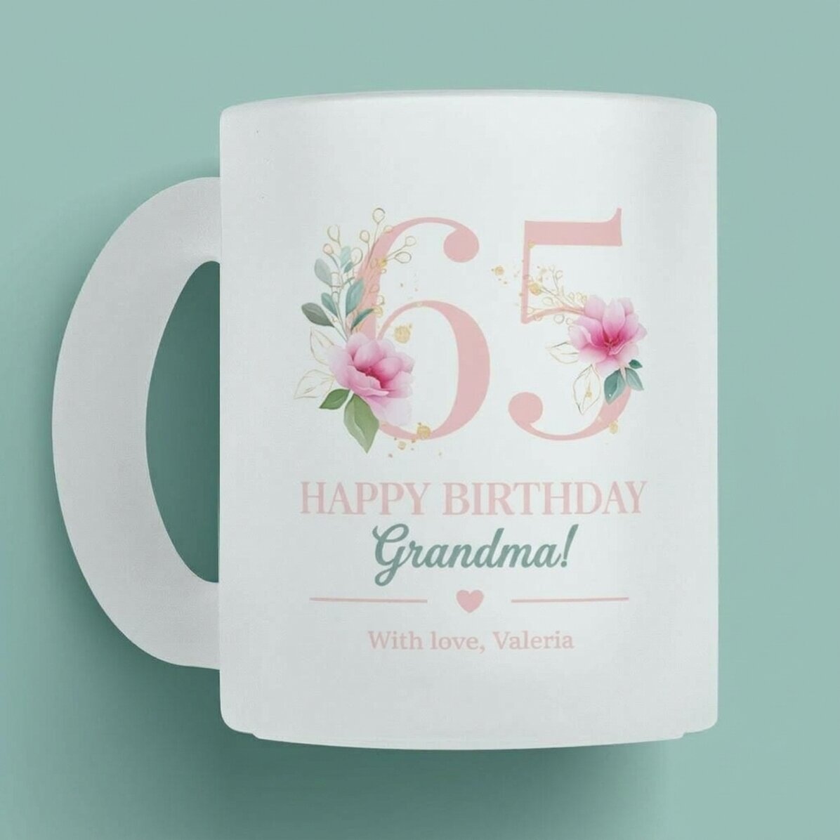 Personalisierter Becher mit Botschaft – Blumen