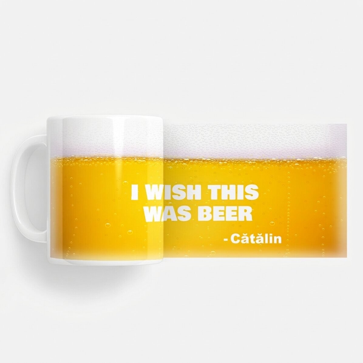 Personalisierter Becher mit Aufdruck – „I wish this was beer“