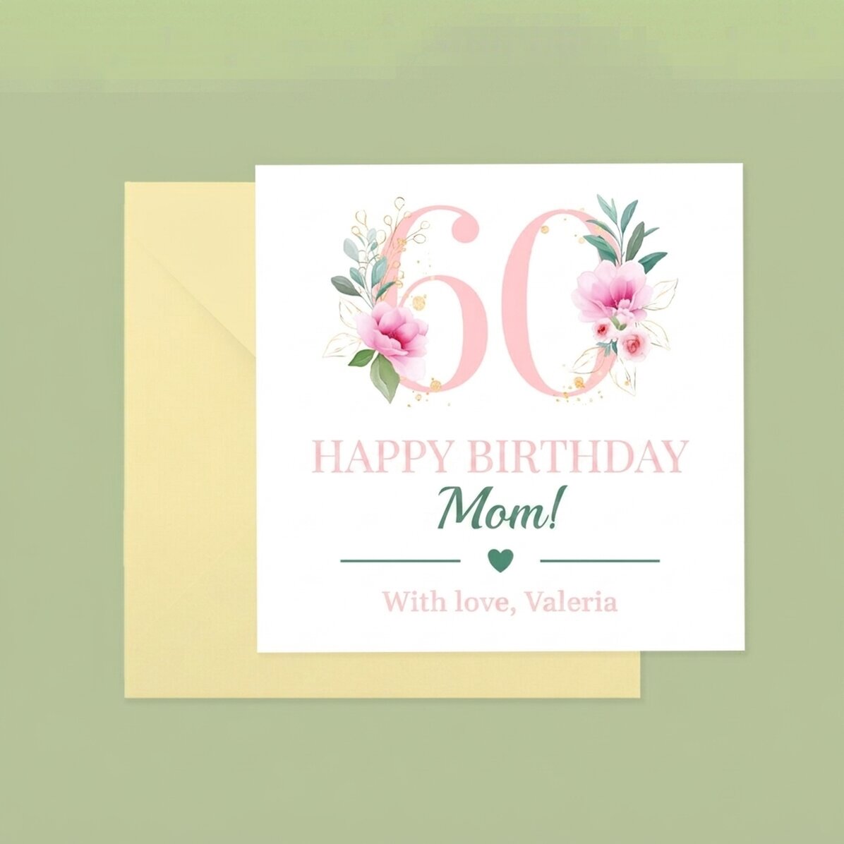 Individuell gestaltete quadratische Karte mit Text – Flowers