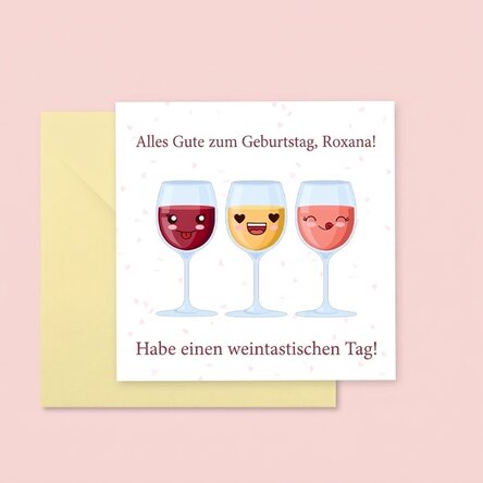 Individuell gestaltete quadratische Karte mit Text – Wine-derful