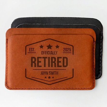 Personalisierte Lederbrieftasche mit Widmung – Rentner