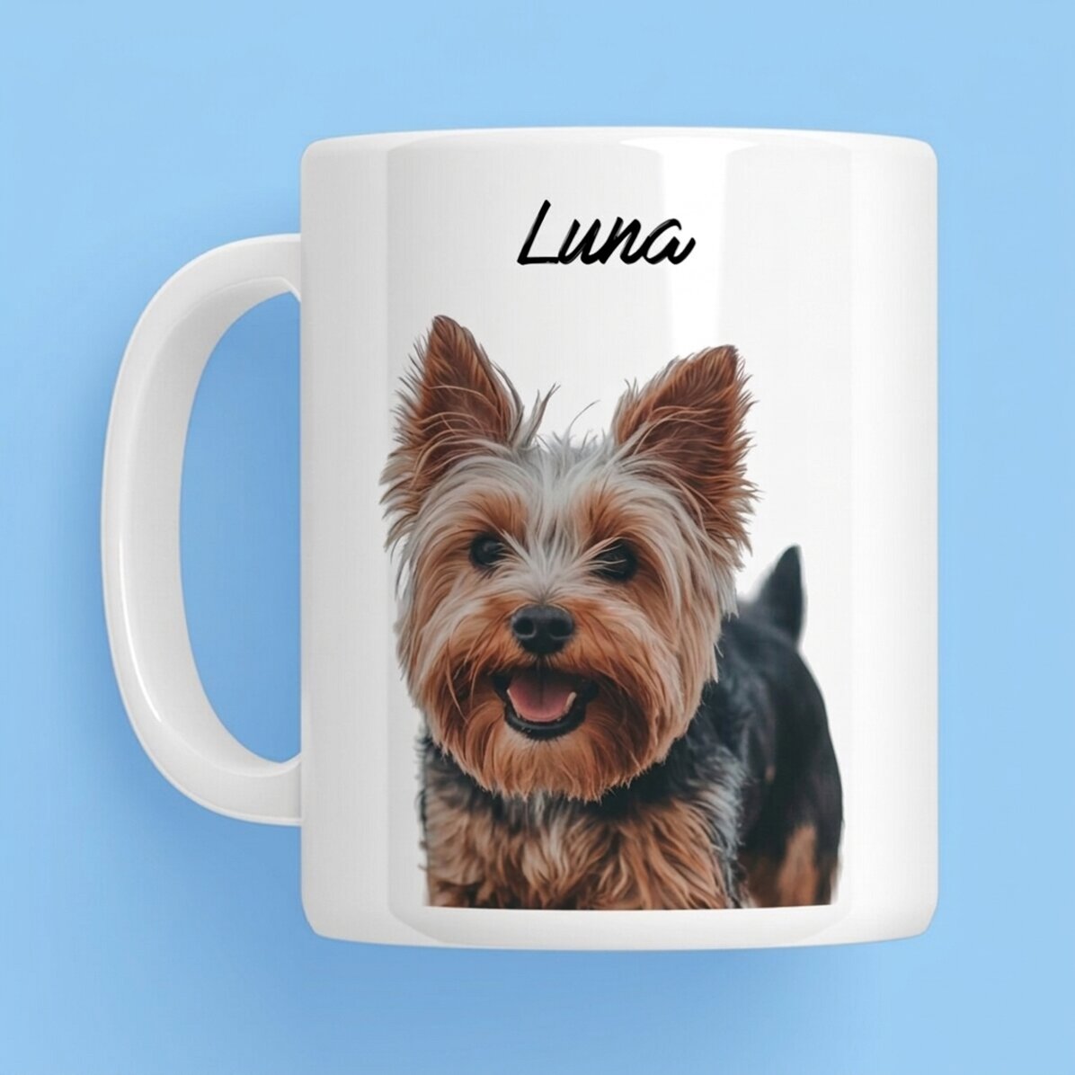 Personalisierte Tasse mit Foto und dem Namen deines Haustiers